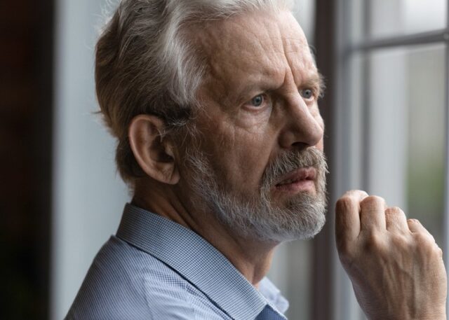 A man looking anxious.