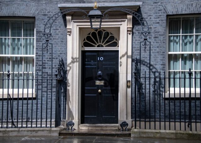 The outside of 10 Downing Street.